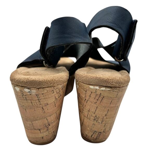 Jessica Cline Women's Leather Dreamer Cross-Strap Cork Wedge Sandals Size 8.5M - Picture 8 of 12